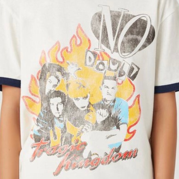 NWT Vintage Style NO DOUBT Tragic Kingdom Graphic Ringer Tee Shirt Size M L - Picture 2 of 5